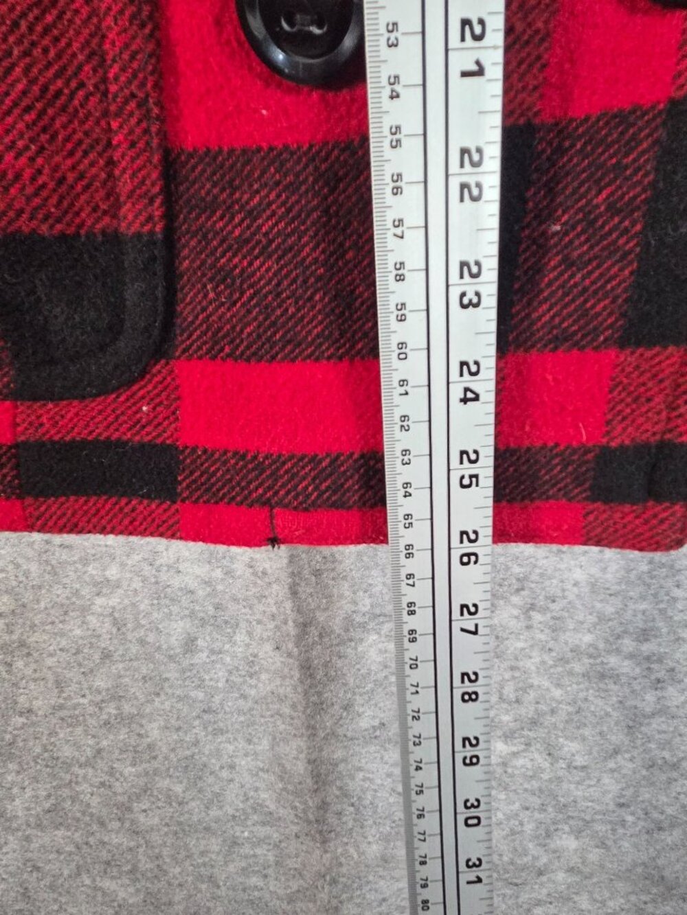 American Eagle Plaid Peacoat Red Black Buffalo Check Jacket L - Picture 5 of 9
